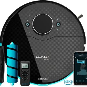 Cecotec Robot Aspirador Conga 8090 Ultra. Tecnología láser, Friega, Aspira y Barre a la Vez, Máxima Potencia 10.000 Pa, Cepillo Jalisco, App, Cepillo Mascotas, Mando a Distancia