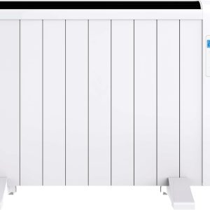 Cecotec Radiador Eléctrico Bajo Consumo Ready Warm 2000 Thermal. 10 Elementos, 1500W, De pared o pie, 3 Modos, Temporizador, Mando, Pantalla LED, Blanco [Clase de eficiencia energética A+]