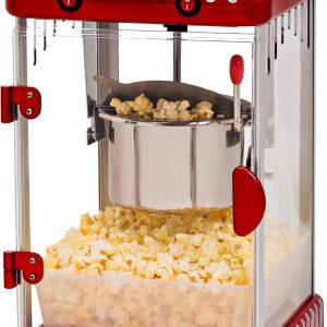 Elite Gourmet EPM-250# Classic Carnival Máquina de palomitas de maíz de sobremesa de 74 ml, estilo retro, palomitas de maíz calientes con mantequilla como de cine, rojo